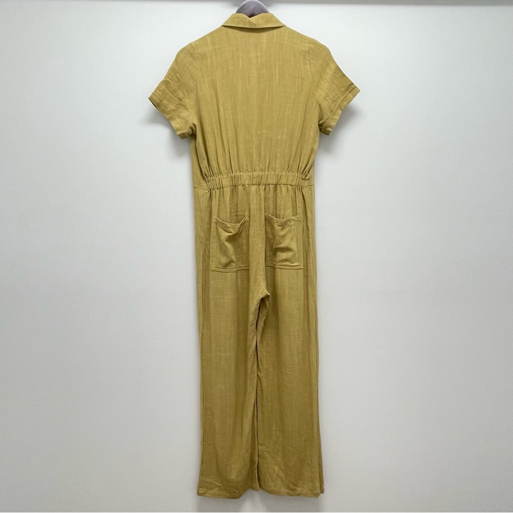 Rachel Pally Rocco Linen Short Sleeve Cropped Mustard Jumpsuit Size Small - Picture 7 of 13
